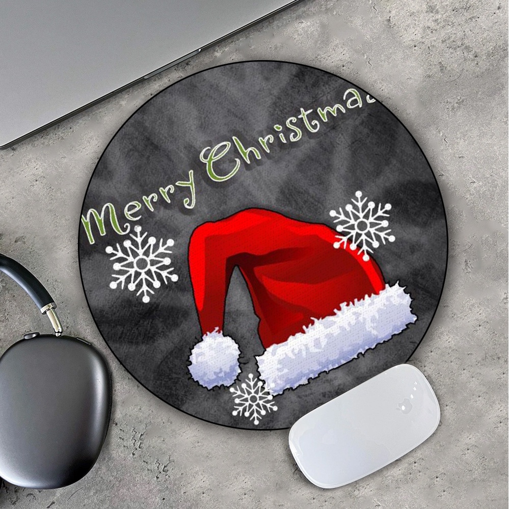 Lót Chuột Gaming in hình Mũ Đỏ Noel Pad decor bàn làm việc chơi game size 35cm