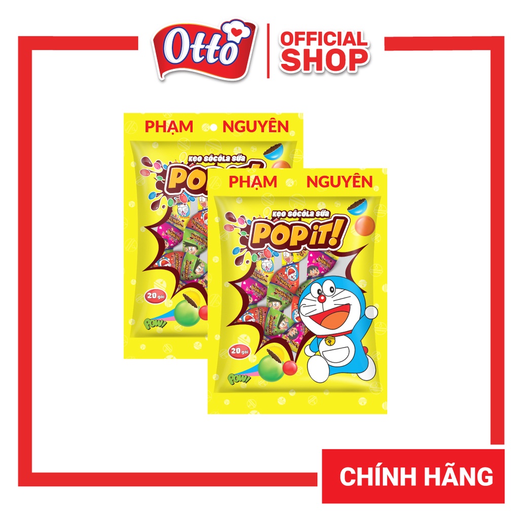 [DATE 04/2024] CHÍNH HÃNG Combo 2 Túi Kẹo Sô cô la sữa Popit Doraemon 212gr