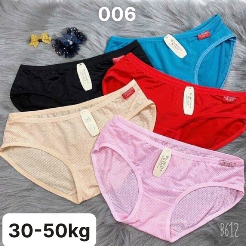 Quần lót nữ thun thông hơi cotton co giãn mềm mại thun lạnh quần ren lưới quần lót su đúc su thông hơi bigsize combo 10
