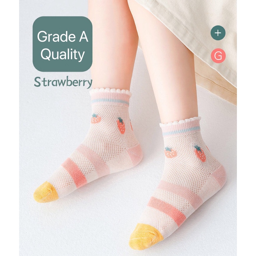 Set 5 Đôi Vớ Cotton Phối Lưới In Họa Tiết Dễ Thương Phong Cách Hàn Quốc Thời Trang Mùa Hè Cho Bé Trai Và Gái