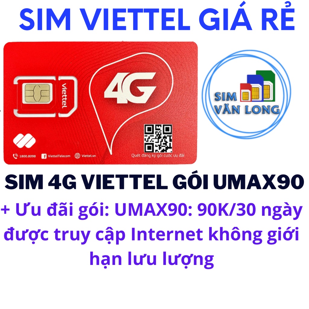 Sim 4G Viettel Umax90 1TỷGB/Tháng không giới hạn dung lượng max băng thông S01