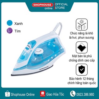 Bàn là hơi nước Sunhouse SHD2063, bàn ủi hơi nước Sunhouse SHD2065 ( Xanh + Tím )