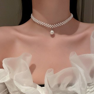 Vòng cổ chocker Dây chuyền chuỗi xương đòn ngọc trai nhân tạo