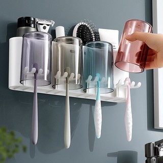 Giá cắm bàn chải dán tường kèm 2-3-4 cốc cao cấp Ecoco - ECOCO 1924,25,26