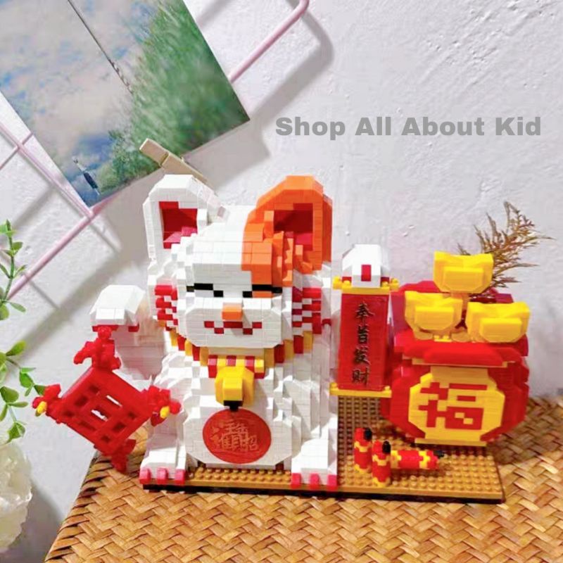 Lắp ráp mô hình Mèo Thần Tài 5D mới nhất 22cm, phong thủy tài lộc -All About Kid