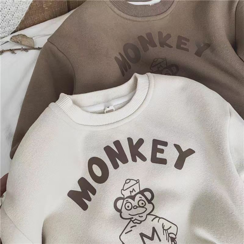 Áo Hoodie Vải Bông Chui Đầu In Chữ Thời Trang Thu Đông Mới Cho Bé Trai Và Gái