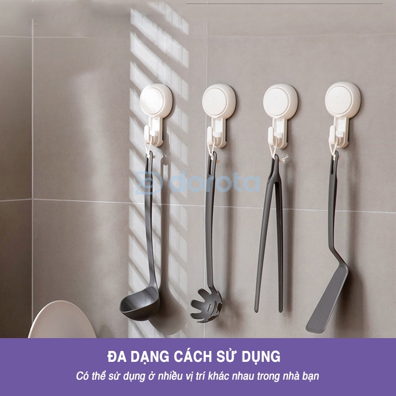 Móc dán tường chịu lực cao cấp DOROTA tái sử dụng nhiều lần tải treo 5kg miếng dính hút chân không chống nước AW554