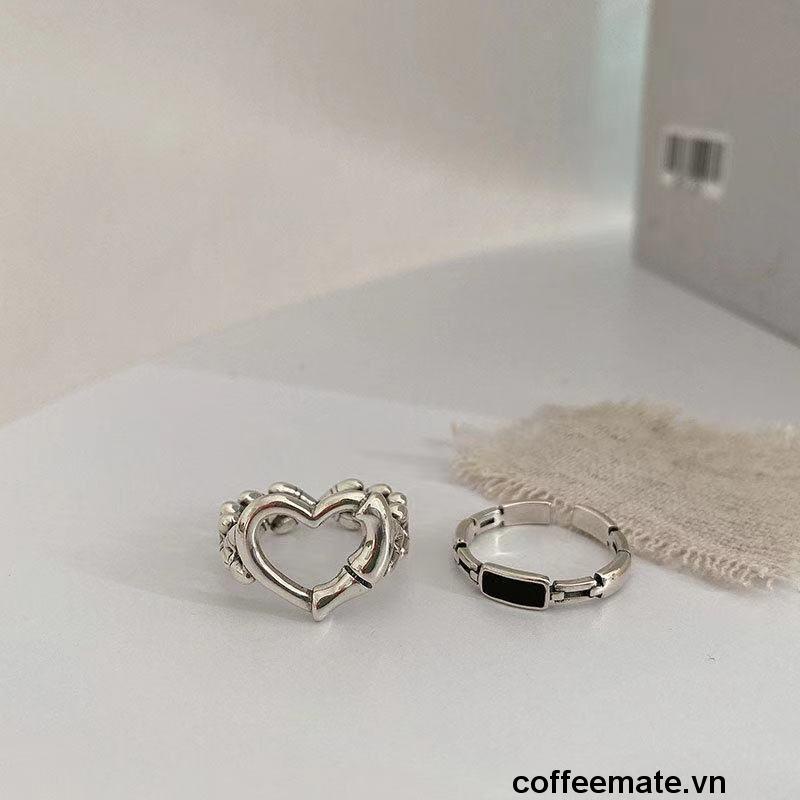 【coffeemate】⚡ Nhẫn hở hình trái tim thời trang