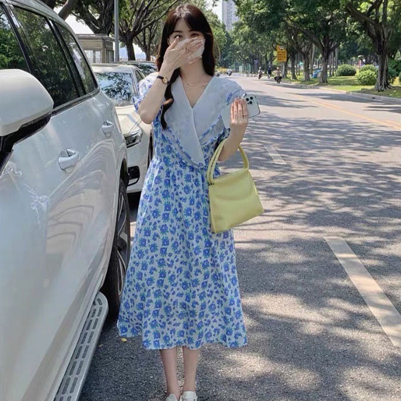 Đầm Dáng Dài Tay Phồng In Hoa Phong Cách Hàn Quốc Thời Trang Mới 2023 Cho Nữ