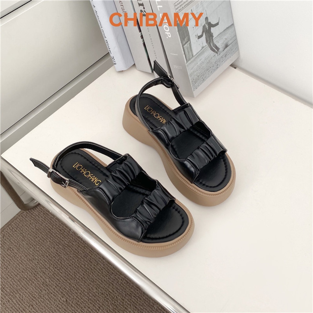 Sandal Ulzang nữ quai Nhún đế siêu nhẹ cao 4cm