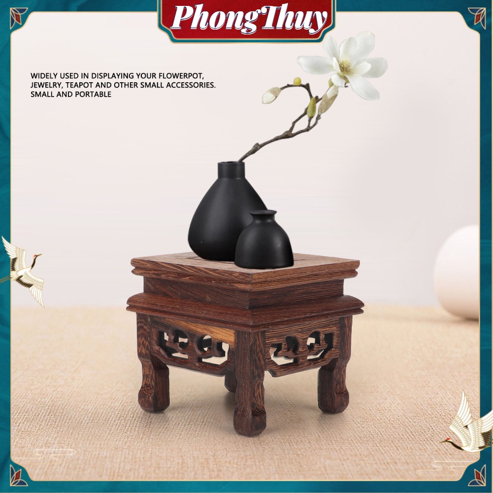 Kệ trưng bày bằng gỗ Hình vuông cho Đồ trang sức ấm trà Ổn định Phong cách cổ điển【PhongThuy】