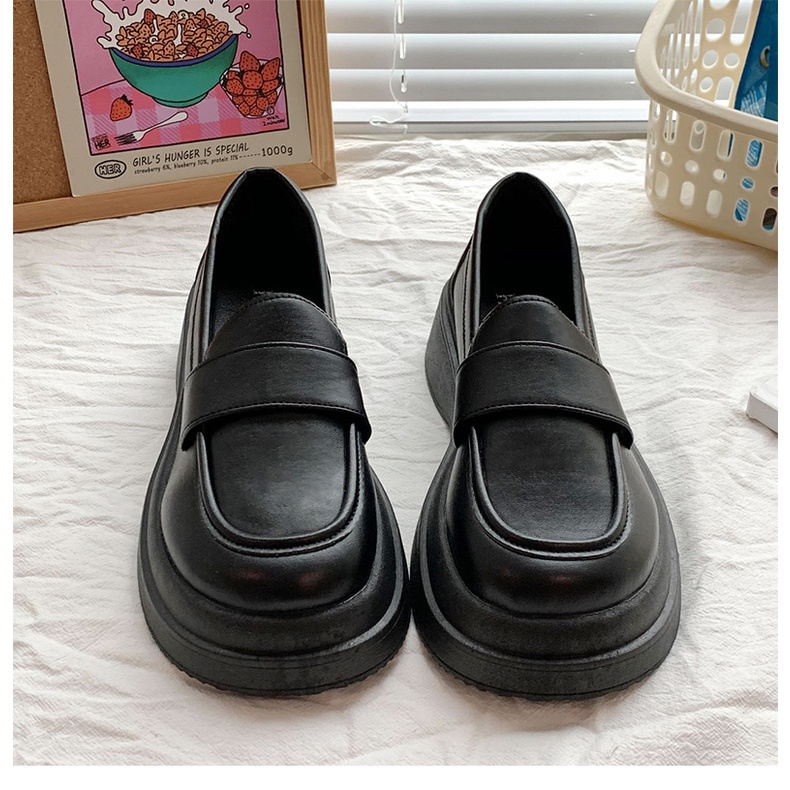 Giày Da Mũi Tròn Đế Dày Tăng Chiều Cao Thời Trang Xuân Hè 2023 Phong Cách Mori Retro Pháp Cho Nữ