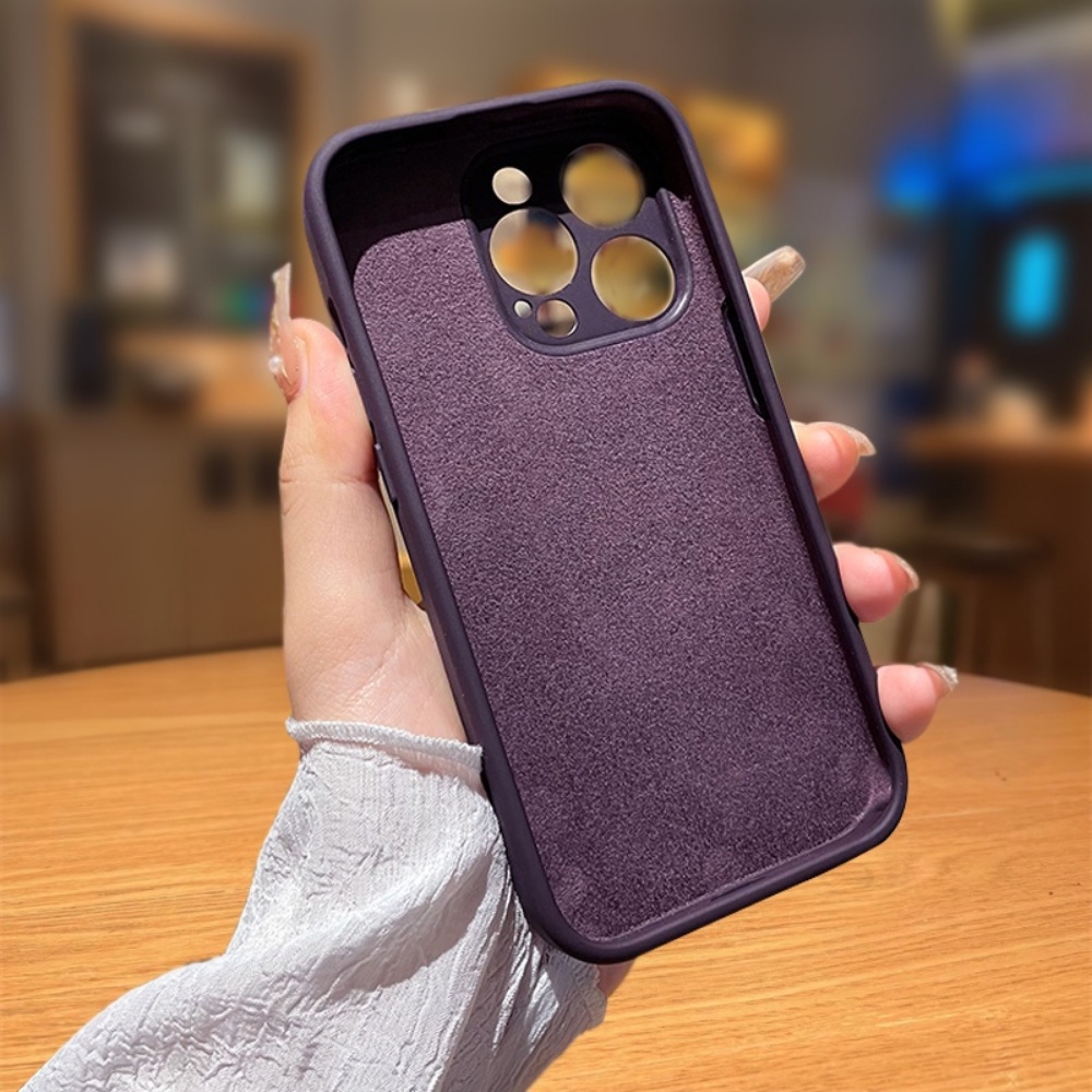 Ốp Điện Thoại Silicon Dẻo Màu Tím Đậm Đơn Giản Chống Trầy / Rơi Cho IPhone 14 13 12 11 Pro Max