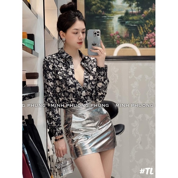 Áo sơ mi lụa hoa mẫu đơn saint cao cấp