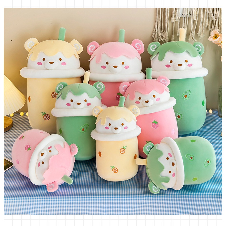 Gấu bông trà sữa dễ thương, hot trend làm gối ôm, quà tặng siêu đáng yêu