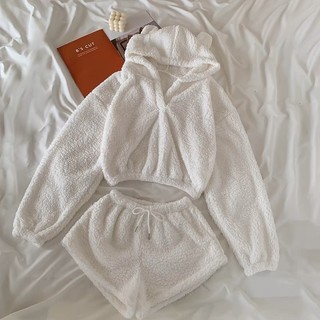 (Sẵn) set croptop lông Gấu Trắng cực dễ thương (có ảnh thật)