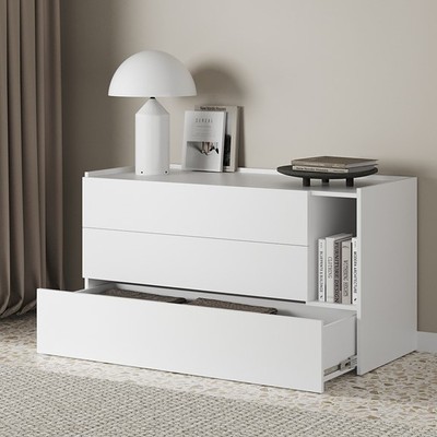 LEMA, Tủ đựng đồ dùng 3 ngăn kéo hiện đại DRA_070, 130x55x71cm, tủ gỗ Scandi Home