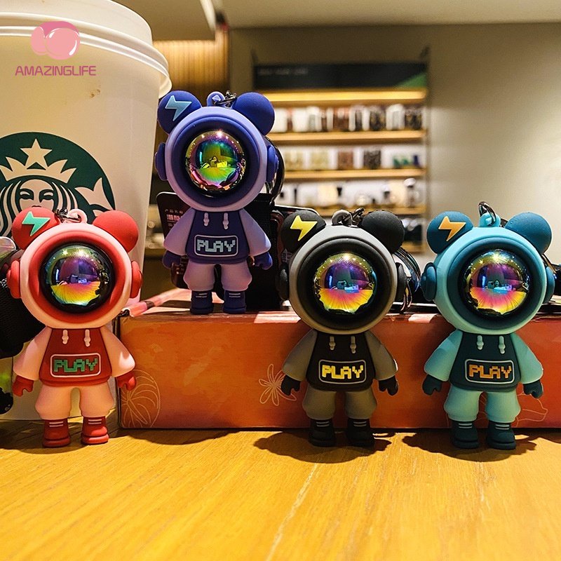 Móc Khóa Hình Gấu / Phi Hành Gia 3D Bằng Cao Su Dễ Thương