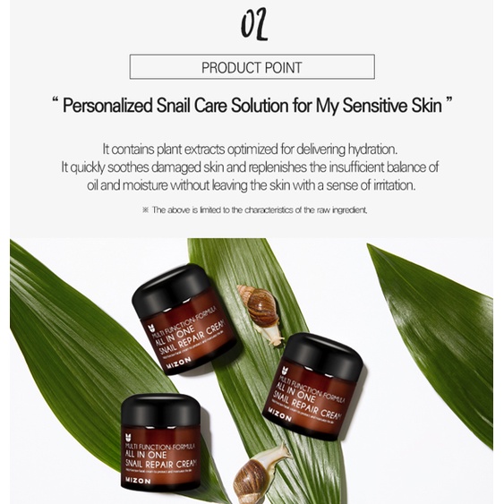 Kem dưỡng dạng lỏng MIZON All In One Snail Repair Cream phục hồi da