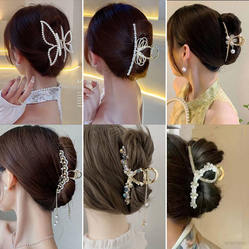 Kẹp Tóc Đính Ngọc Trai Giả Màu Vàng Thời Trang Hàn Quốc Cho Nữ