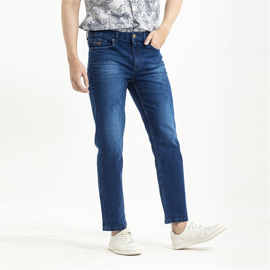 Quần jeans nam ARISTINO dáng Regular fit suông nhẹ, lưng cao, dễ phối đồ, cotton thoáng khí - AJN02401