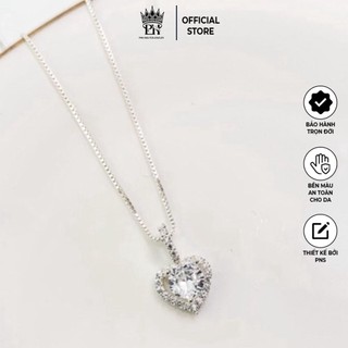 Dây chuyền đá trắng trái tim, vòng cổ đính đá cao cấp bạc 925 - diamond heart