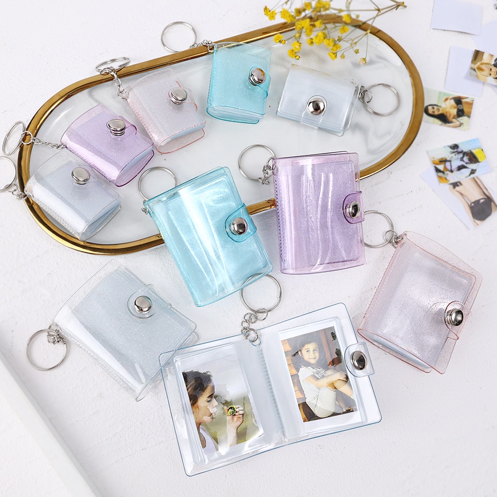 Album Ảnh 16 Ngăn Trong Suốt Mini Có Móc Khóa 1 / 2 inch