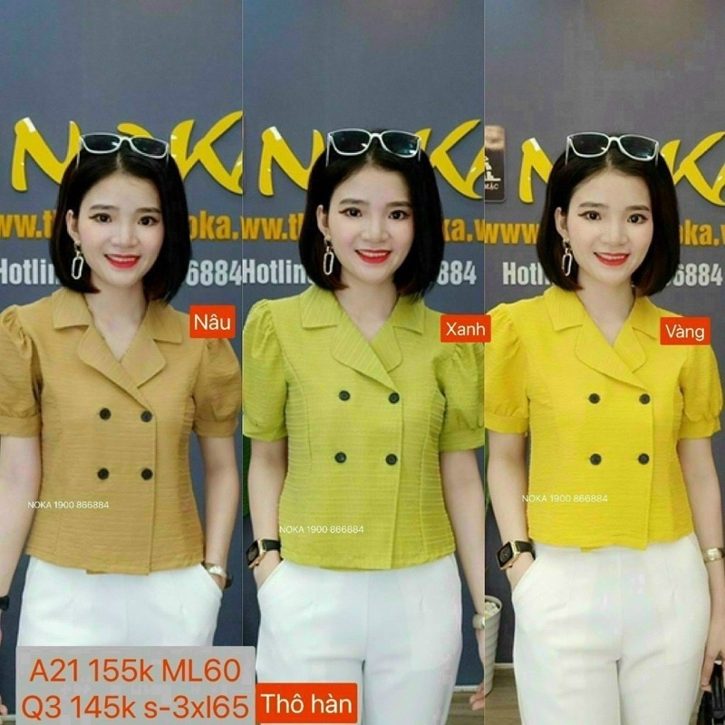 Áo sơ mi nữ cộc tay cổ vest kiểu croptop dáng eo 4 khuy lạ mắt