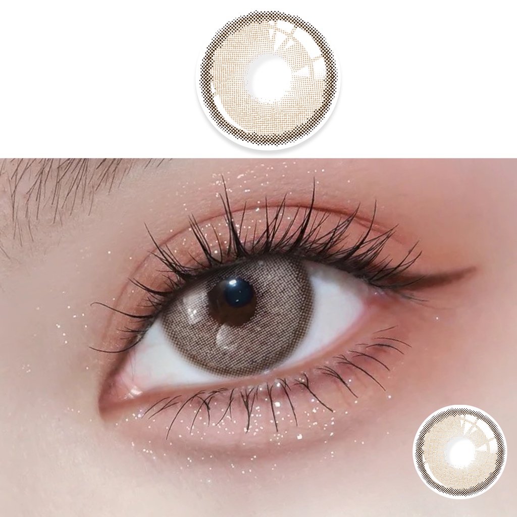 1 Cặp Kính Áp Tròng 0-8 độ Hikarucon Isadora 14.2mm Mềm Mại Màu Nâu Tự Nhiên