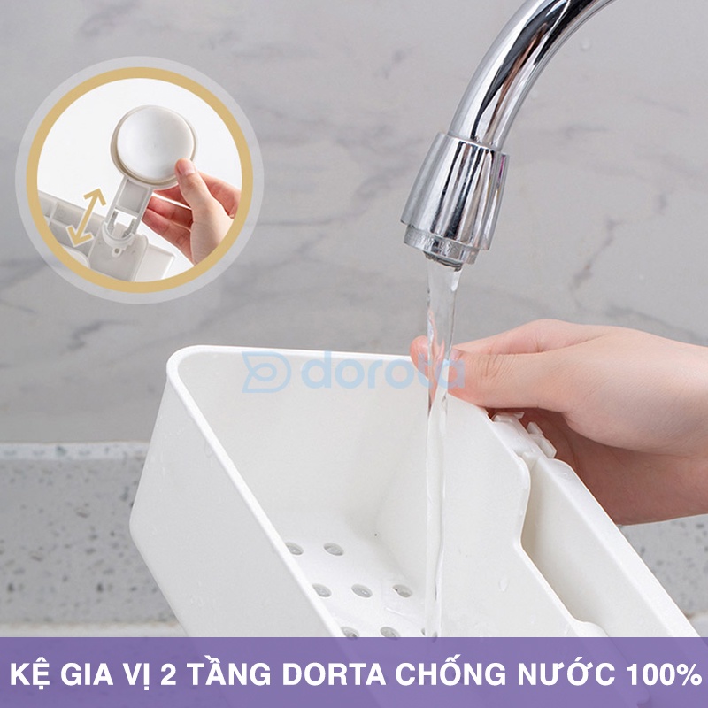 Kệ gia vị 2 tầng đa năng DOROTA gắn tường nhà tắm Spice Rack cao cấp không cần khoan tái sử dụng AW635