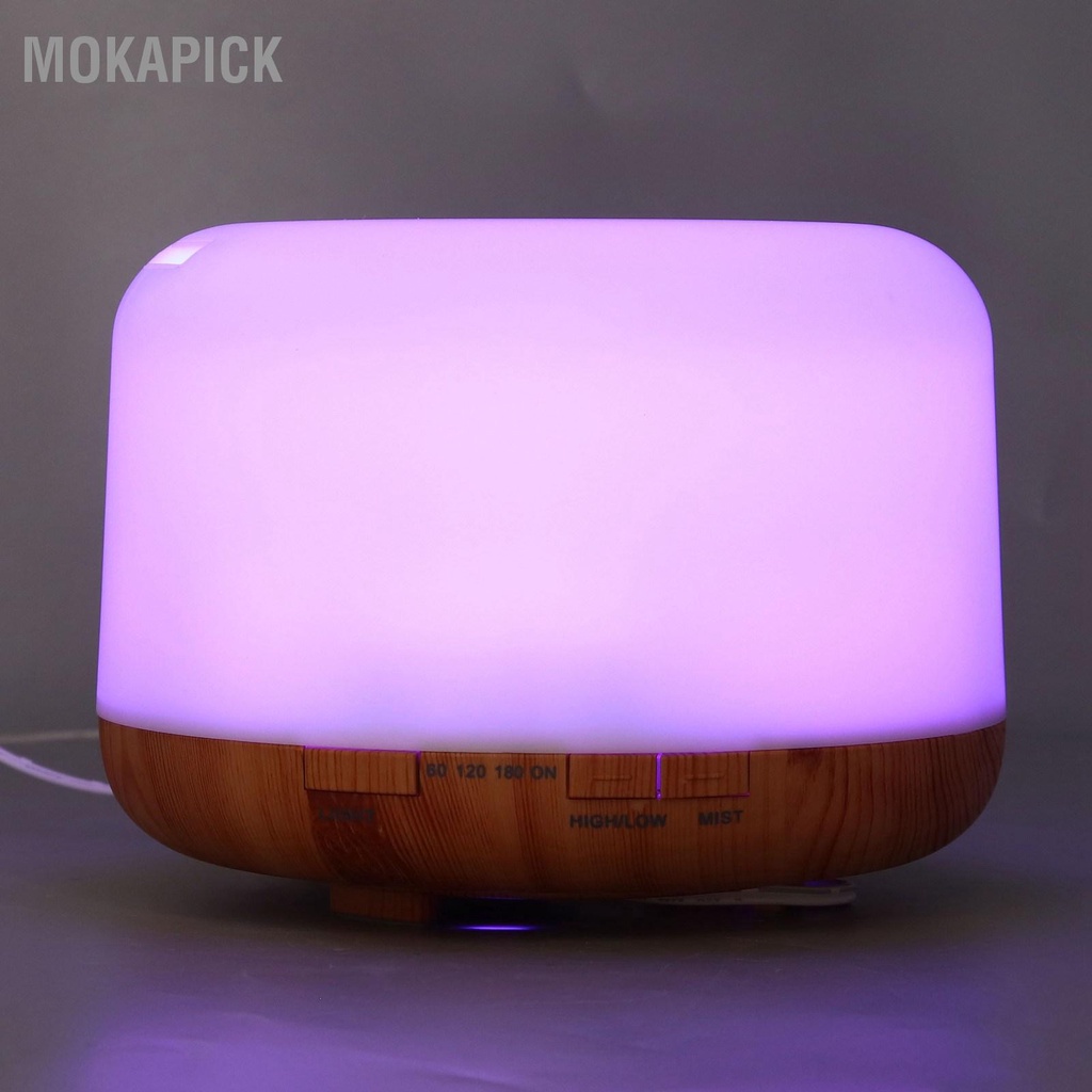 Mokapick Máy Tạo Độ Ẩm Khuếch Tán Điều Khiển Từ Xa Đèn Ngủ Hương Liệu Gỗ 500ml 100‑240V