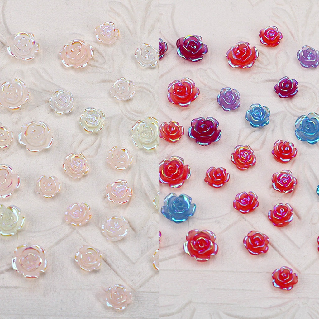 Set 50 Viên Đá Hoa Trà Trang Trí Móng Tay DIY Dễ Thương Nhẹ Nhàng