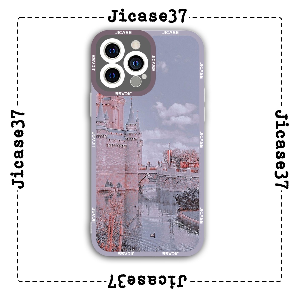 Ốp lưng iphone cạnh vuông Jicase lâu đài 6plus/6s/6splus/7/7plus/8/8plus/x/xs/11/12/pro/max/plus/promax