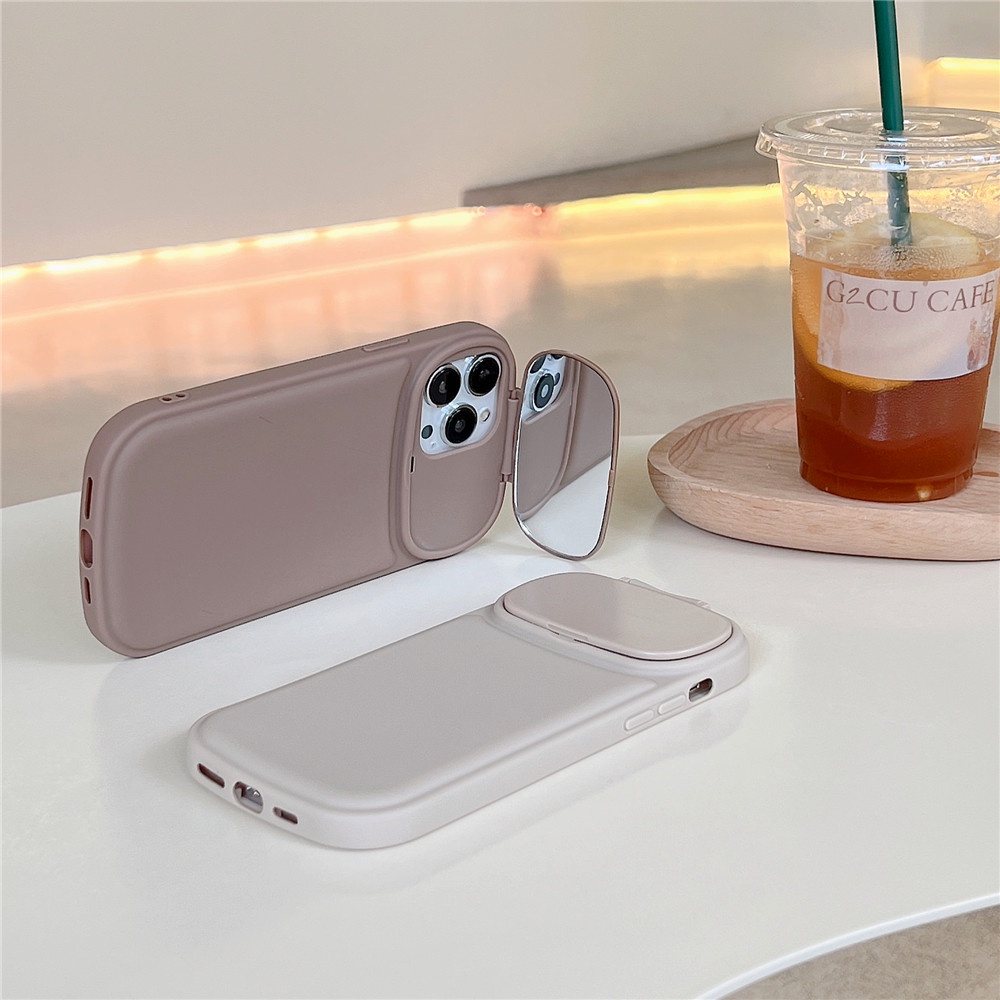 Ốp Điện Thoại Silicone Mềm Trong Suốt Có Gương Trang Điểm Cho iPhone 14 Pro 13 12 11 Pro Max XR XS Max X