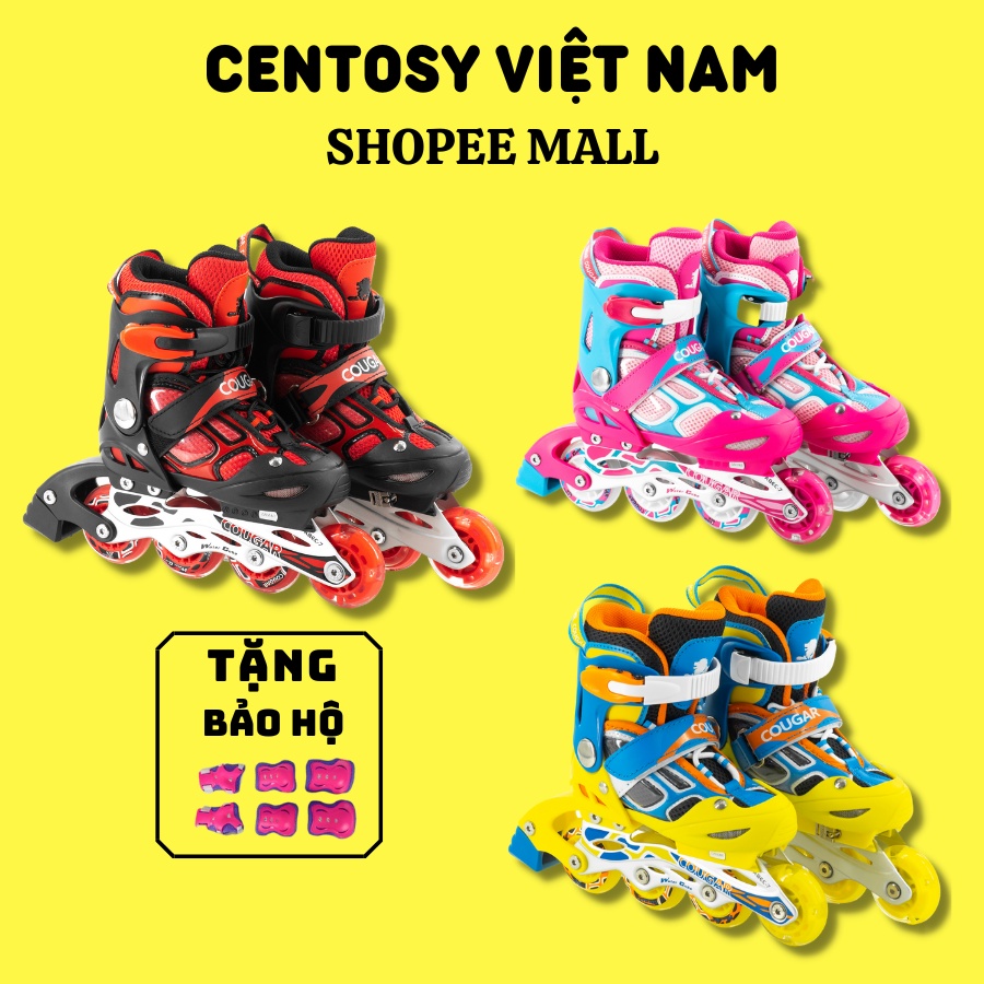 Giày Patin Trẻ Em Giá Rẻ Centosy Cougar 835LSG - Có Bánh Phát Sáng, Form Chắc Chắn