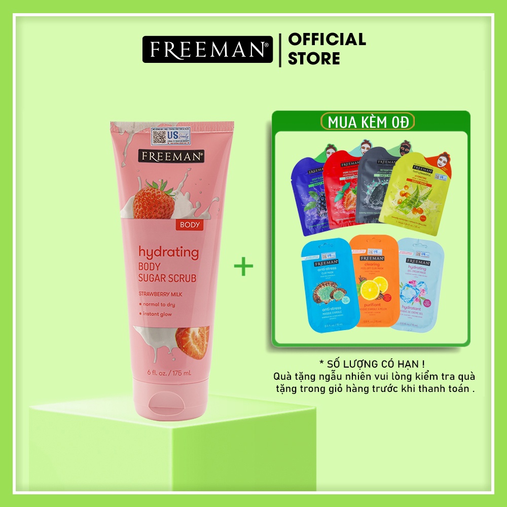 Tẩy Tế Bào Chết Body Freeman Hydrating Body Sugar Scrub Strawberry Milk 175ml