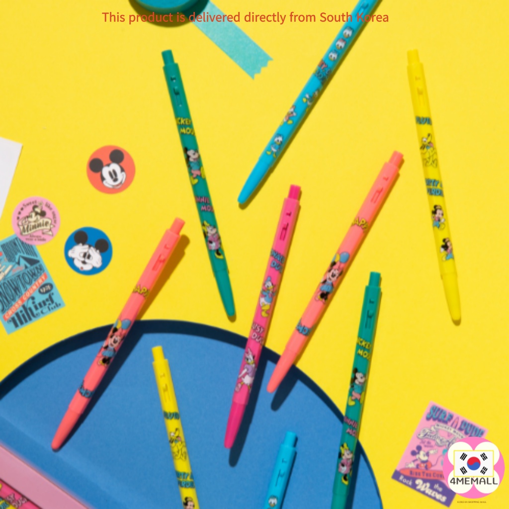 Bộ 5 bút bi / bút bi 0.5mm / xanh / đỏ / xanh / hồng _ mickey and friends