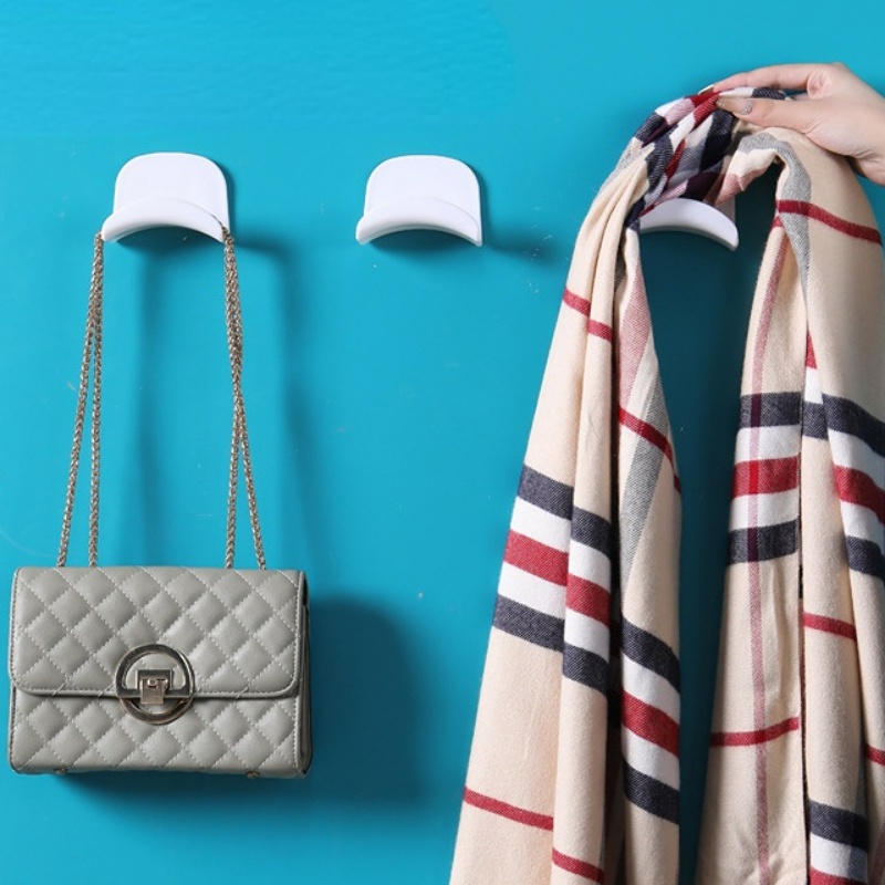Giá Đỡ Treo Túi Xách / Mũ / Khăn Tắm Chịu Lực Mạnh Chống Thấm Nước Màu Trắng Tiết Kiệm Không Gian