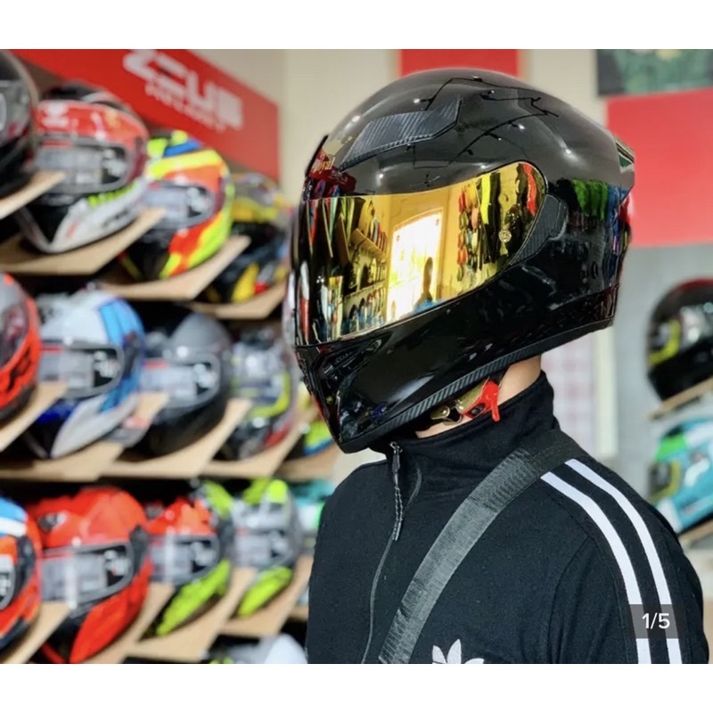 Mũ bảo hiểm M266 2 kính chính hãng màu đen bóng