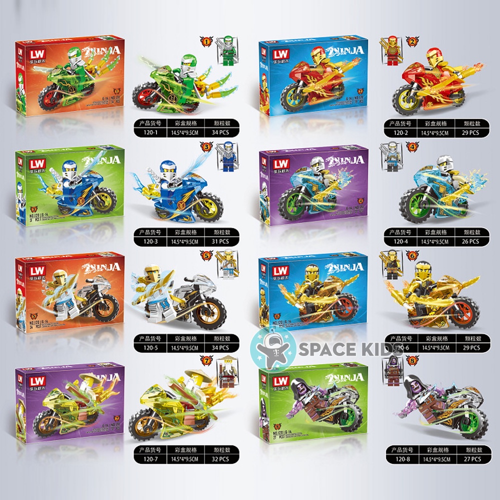 Đồ chơi lắp ráp mô hình Ninja_go Minifigure đua xe máy 25-31 chi tiết cho bé