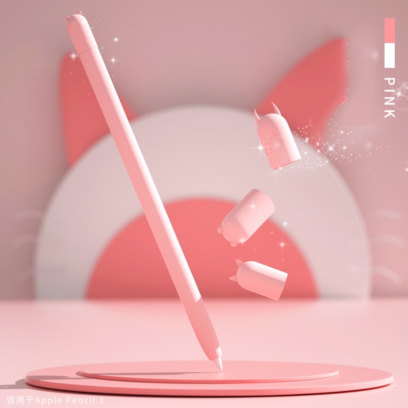 Vỏ Bảo Vệ Bút Cảm Ứng tương thích cho compatible for apple pencil 2 1 Bằng Silicon Màu Kẹo Hình Tai Mèo Dễ Thương