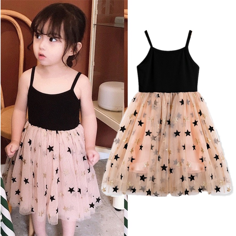 Đầm Xòe Tutu Không Tay Đính Kim Sa Ngôi Sao Năm Cánh Thời Trang Mùa Hè Cho Bé Gái Pr