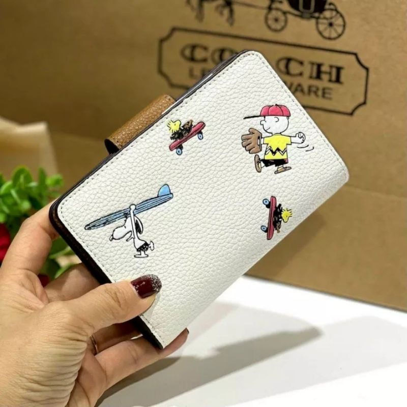 Ví Coac.h X Peanut wallet zip da thật siêu cưng