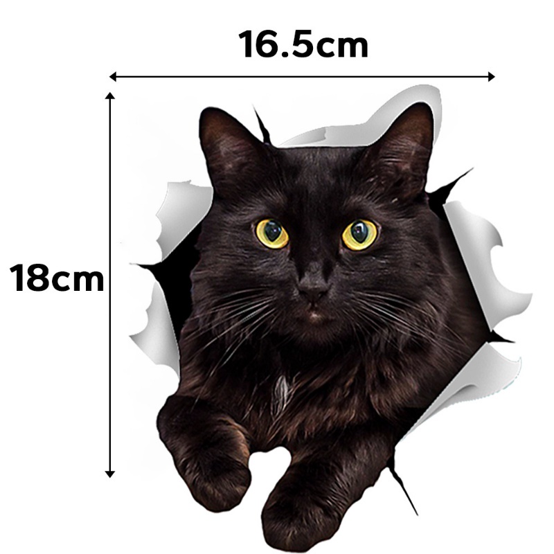 Đề Can 3D Hình Mèo Sáng Tạo Tự Dính Chống Nước Trang Trí Xe Hơi