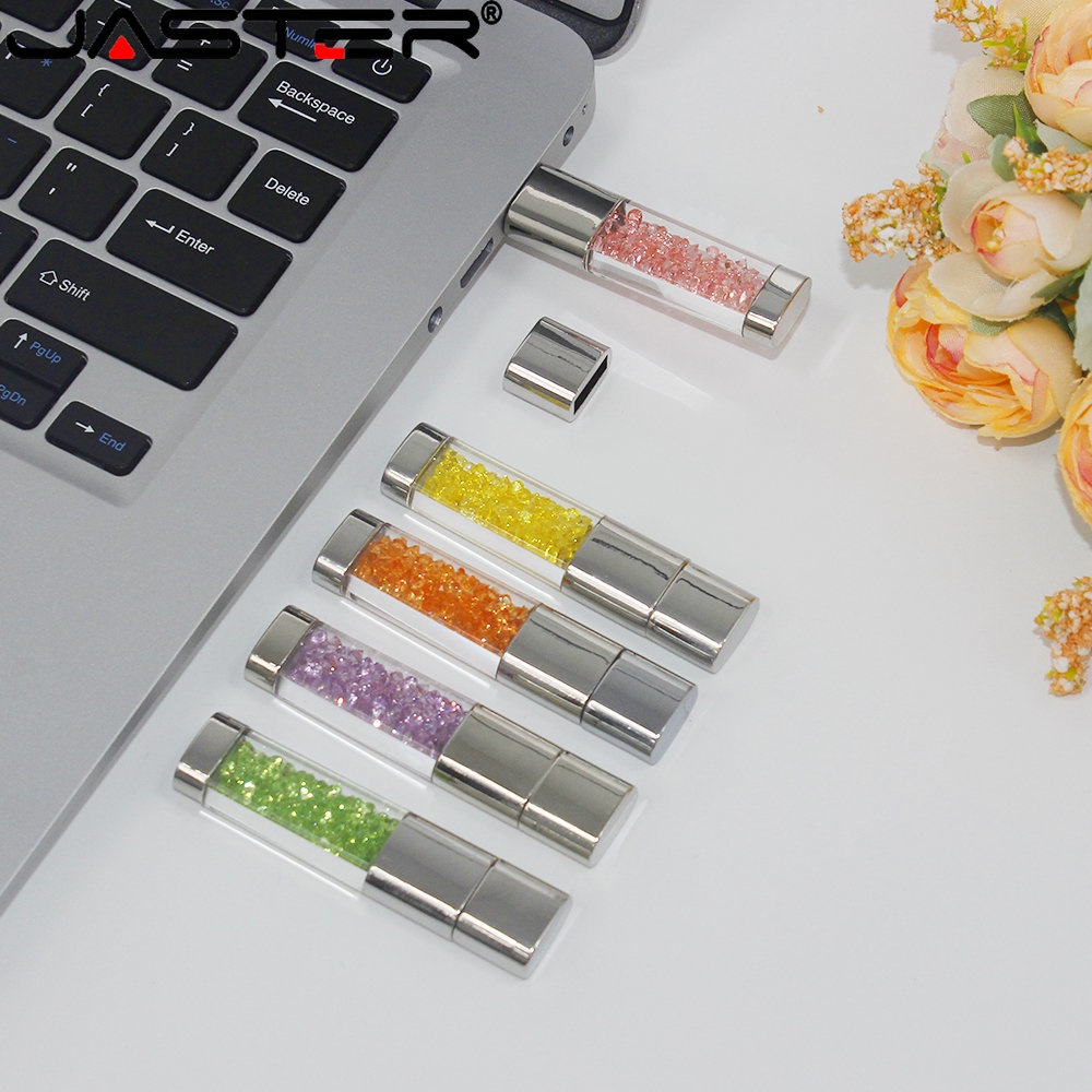 Jaster crystal usb flash drives 128gb quà tặng sáng tạo thẻ nhớ usb 2.0 64gb quà tặng giáng sinh ổ bút 32gb hạt pha lê u đĩa 16gb pendrive 8gb 4gb