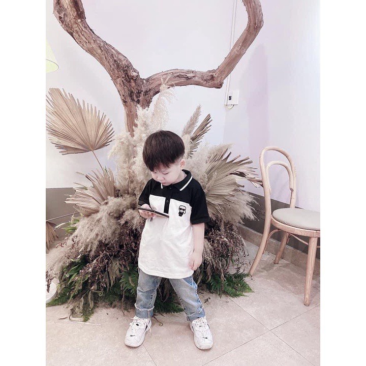 Bộ quần áo KARL in hình icon cực đẹp phối màu đen trắng cho bé trai  SHOP BÉ TÔM KIDS