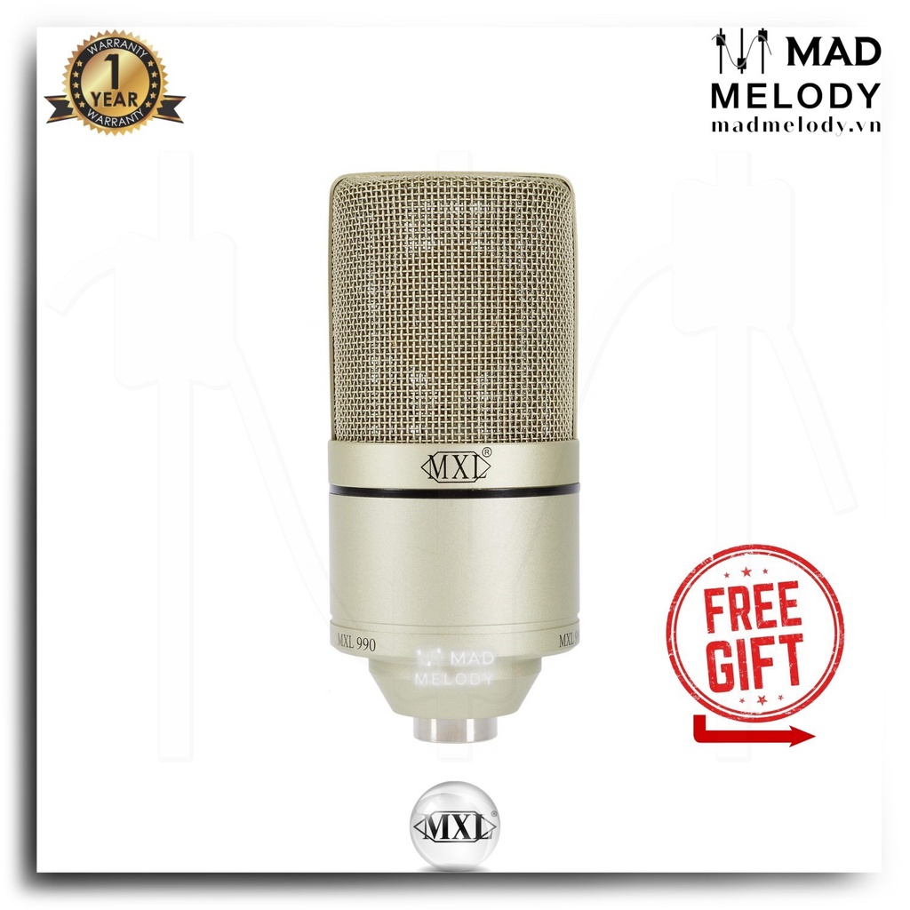 MXL 990 Cardioid Condenser Microphone (Micro thu âm cho phòng thu studio giải trí livestream, Brand New)