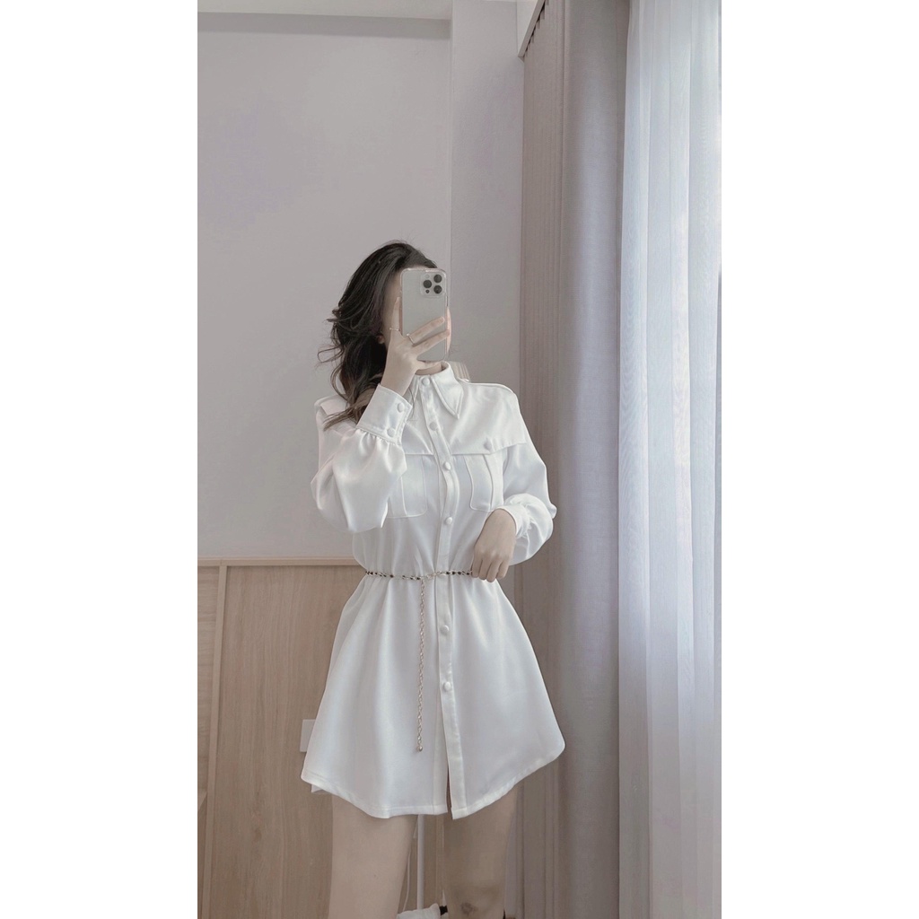 ✨BÁN SỈ✨Áo sơ mi trắng dáng suông cúc ngọc vạt bầu