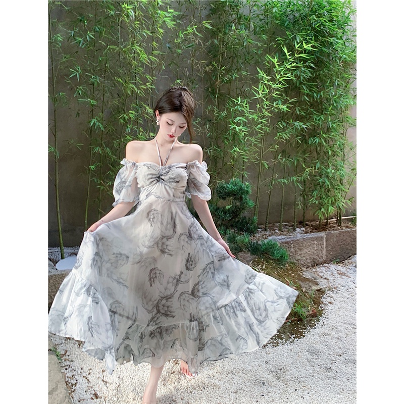 Đầm retro Pháp tay bồng váy xòe thắt eo duyên dáng size S/M/L chỉ có tại LUXIEU GARDEN🌸