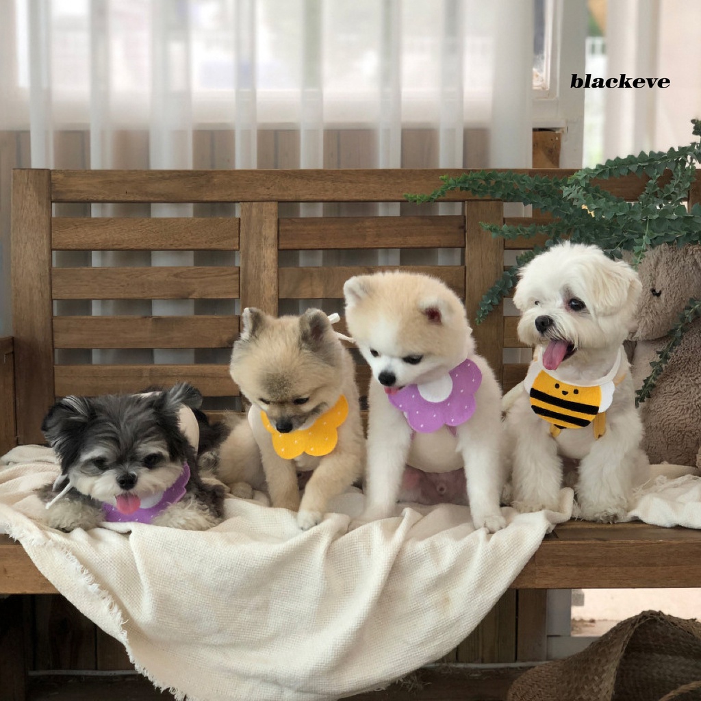 Khăn Quàng Cổ Đan Len Hình Chú Ong / Bông Hoa Màu Đen Đáng Yêu Dành Cho Thú Cưng